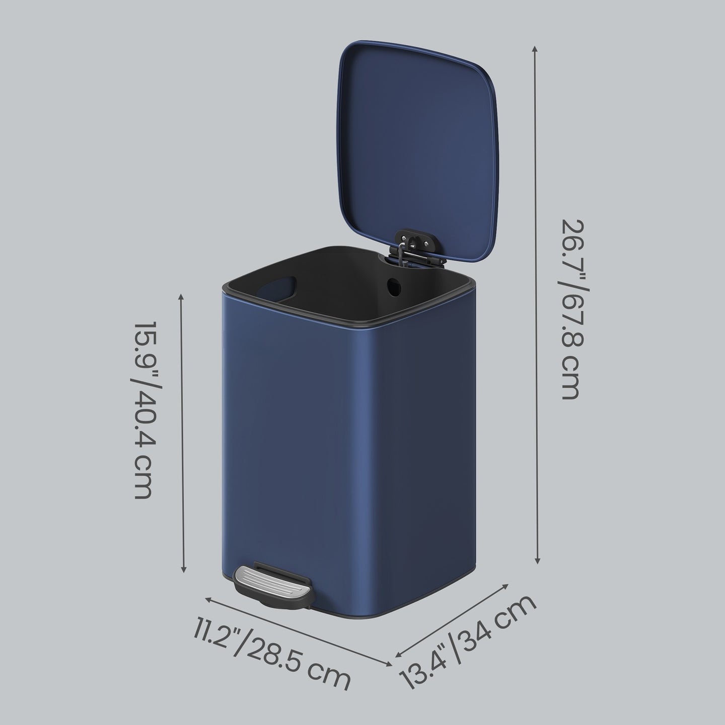 Pedal Trash Can - Stainless Steel and Plastic - Blue