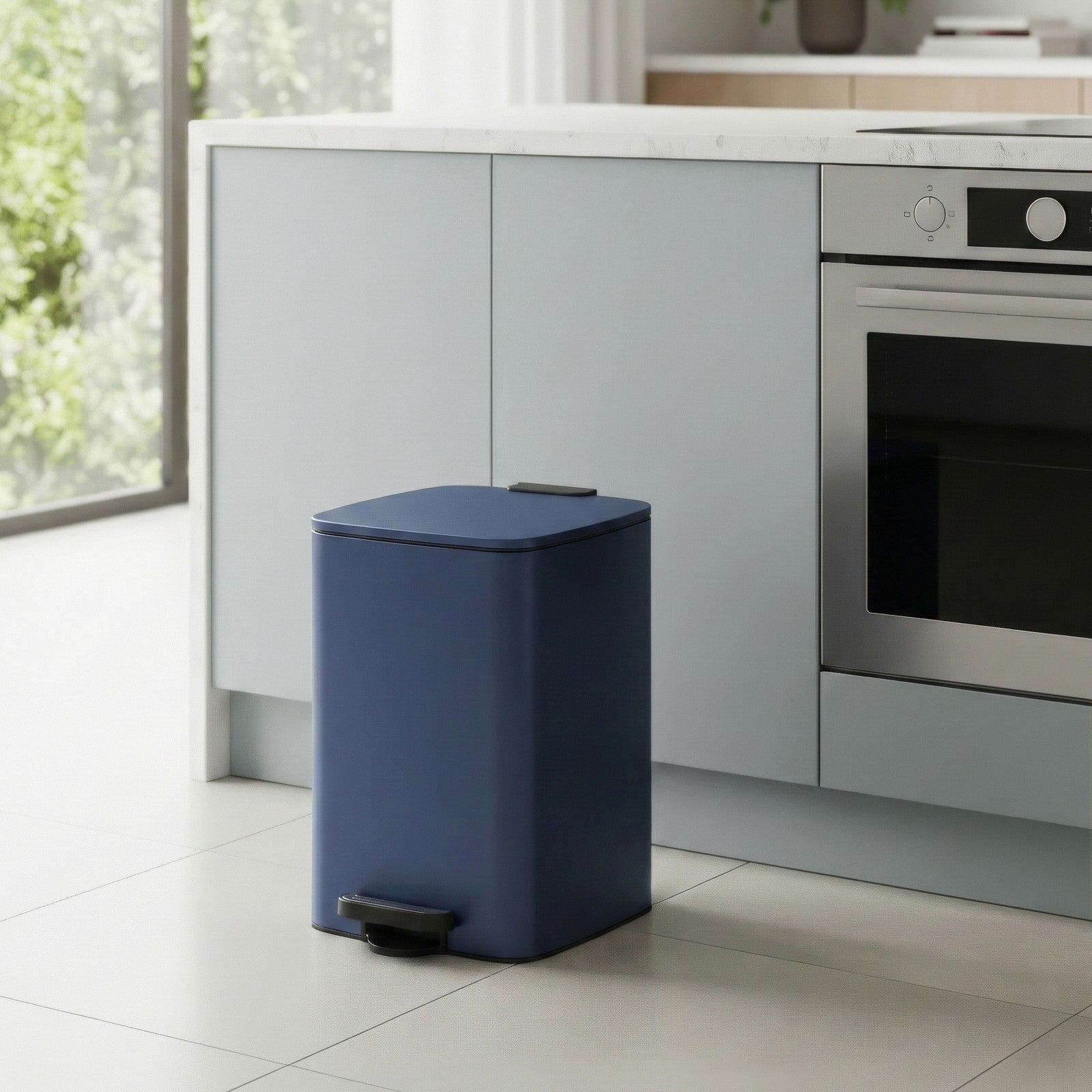 Pedal Trash Can - Stainless Steel and Plastic - Blue