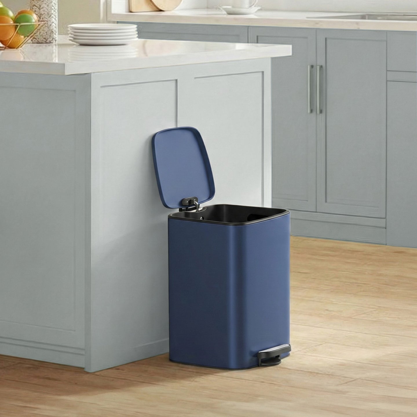 Pedal Trash Can - Stainless Steel and Plastic - Blue