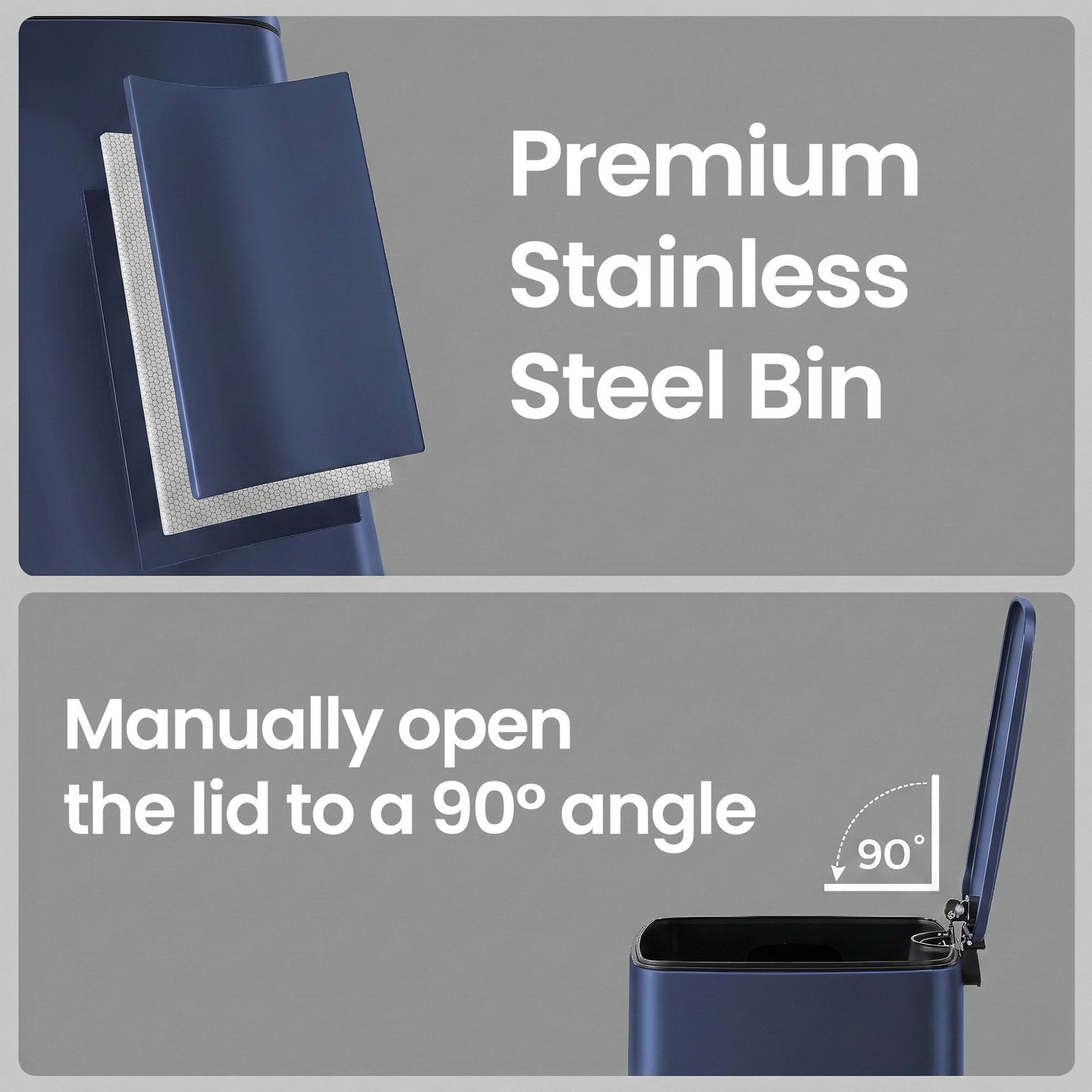 Pedal Trash Can - Stainless Steel and Plastic - Blue