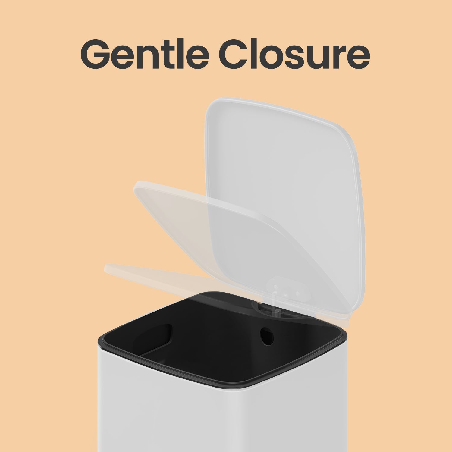 Pedal Waste Bin - Stainless Steel - White - Soft Close with Inner Bucket and Stays Open Feature