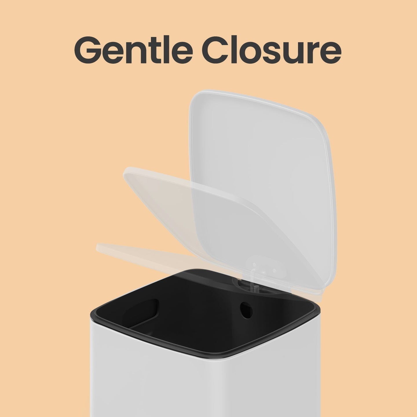 Pedal Waste Bin - Stainless Steel - White - Soft Close with Inner Bucket and Stays Open Feature