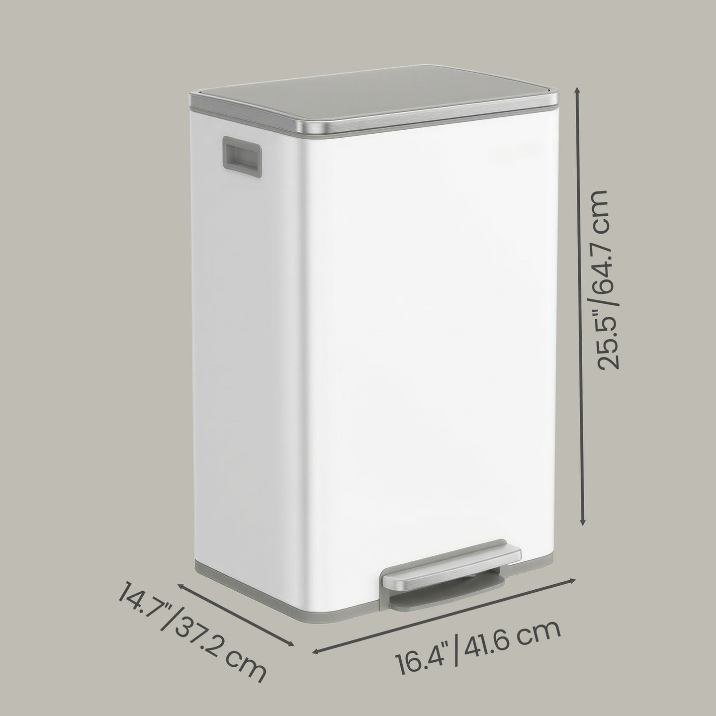 Kitchen Trash Can - 50L - Stainless Steel - Soft Close Lid
