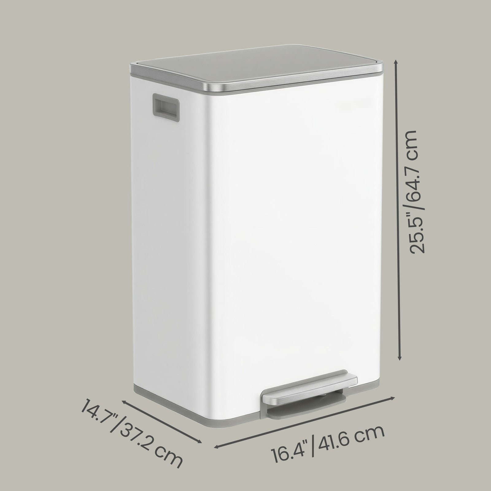 Kitchen Trash Can - 50L - Stainless Steel - Soft Close Lid