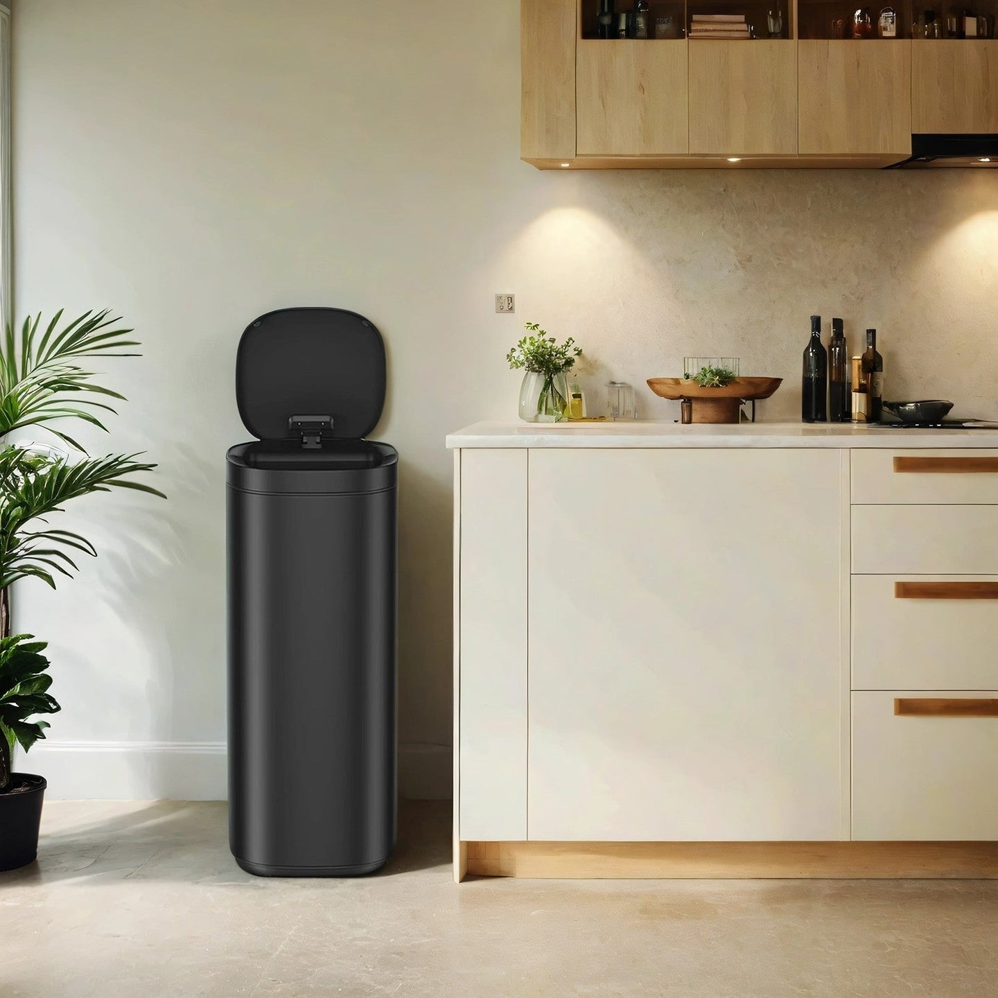Motion Sensor Trash Can - Stainless Steel - Silver - 50L Capacity with Ozone Odour Control