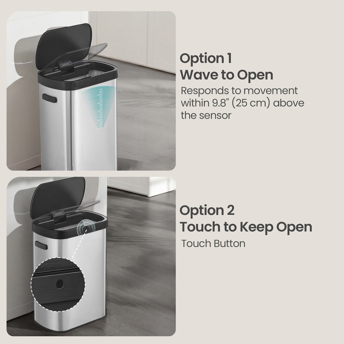 Automatic Trash Can - 50L - Steel - Motion Sensor