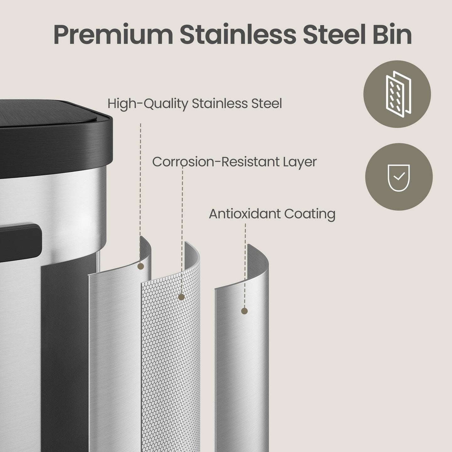 Automatic Trash Can - 50L - Steel - Motion Sensor