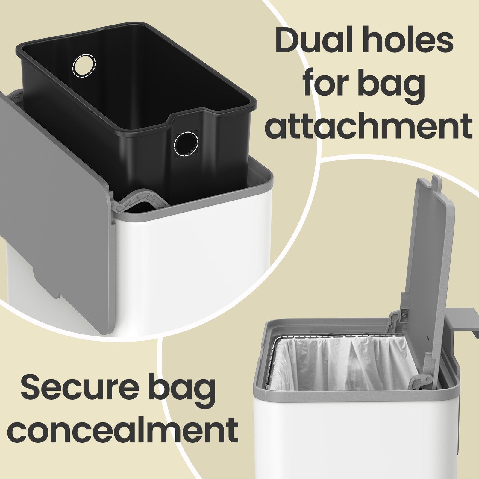 Steel Compost Bin - Stainless Steel - Silver - 8L Capacity