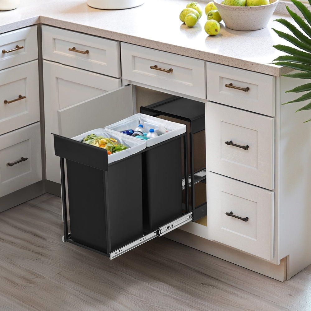 Pull-Out Recycling Bin - 15L - Steel Frame - Double Compartment