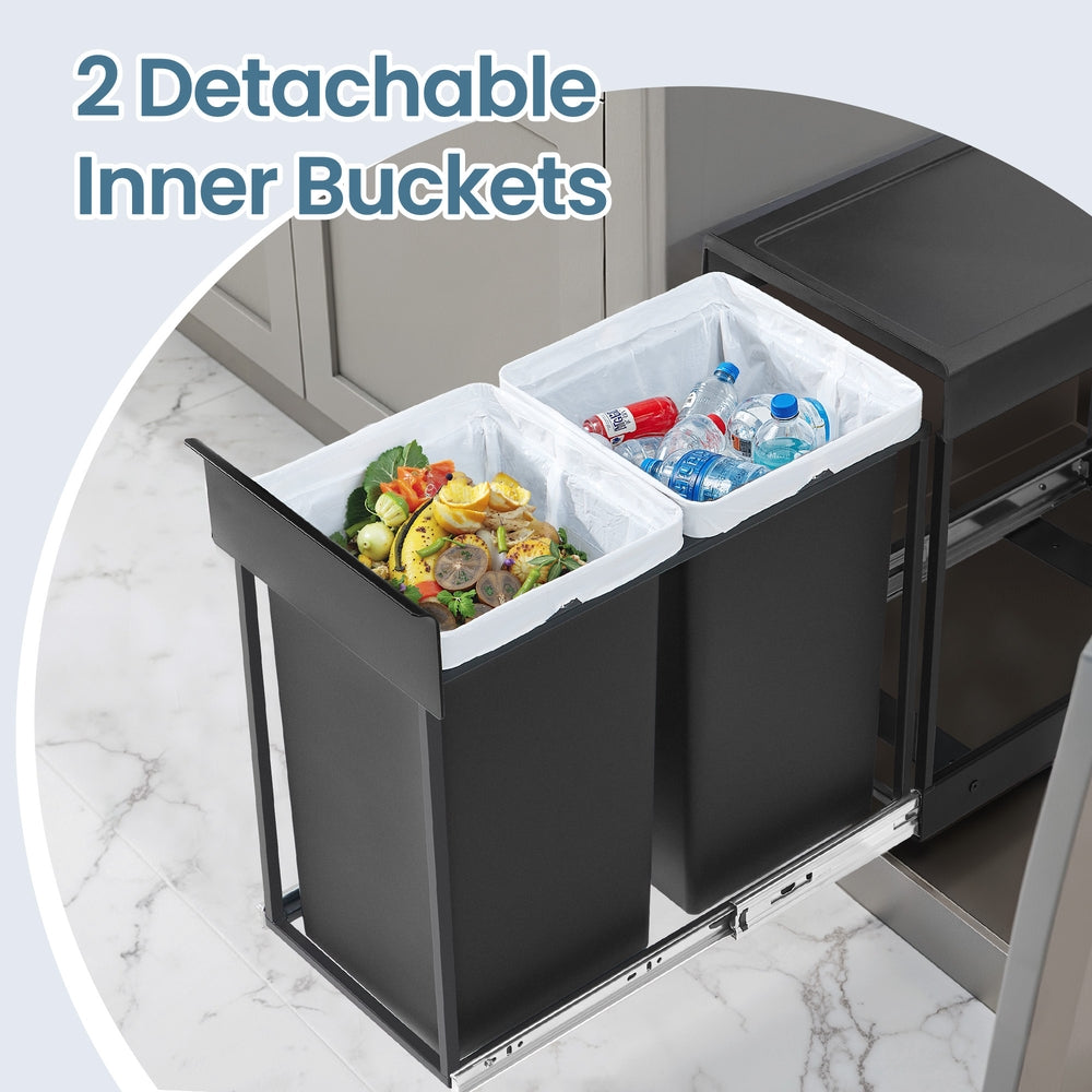 Pull-Out Recycling Bin - 15L - Steel Frame - Double Compartment