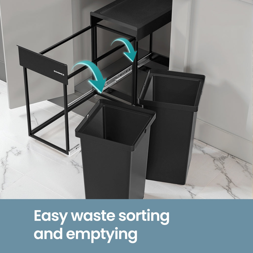 Pull-Out Recycling Bin - 15L - Steel Frame - Double Compartment