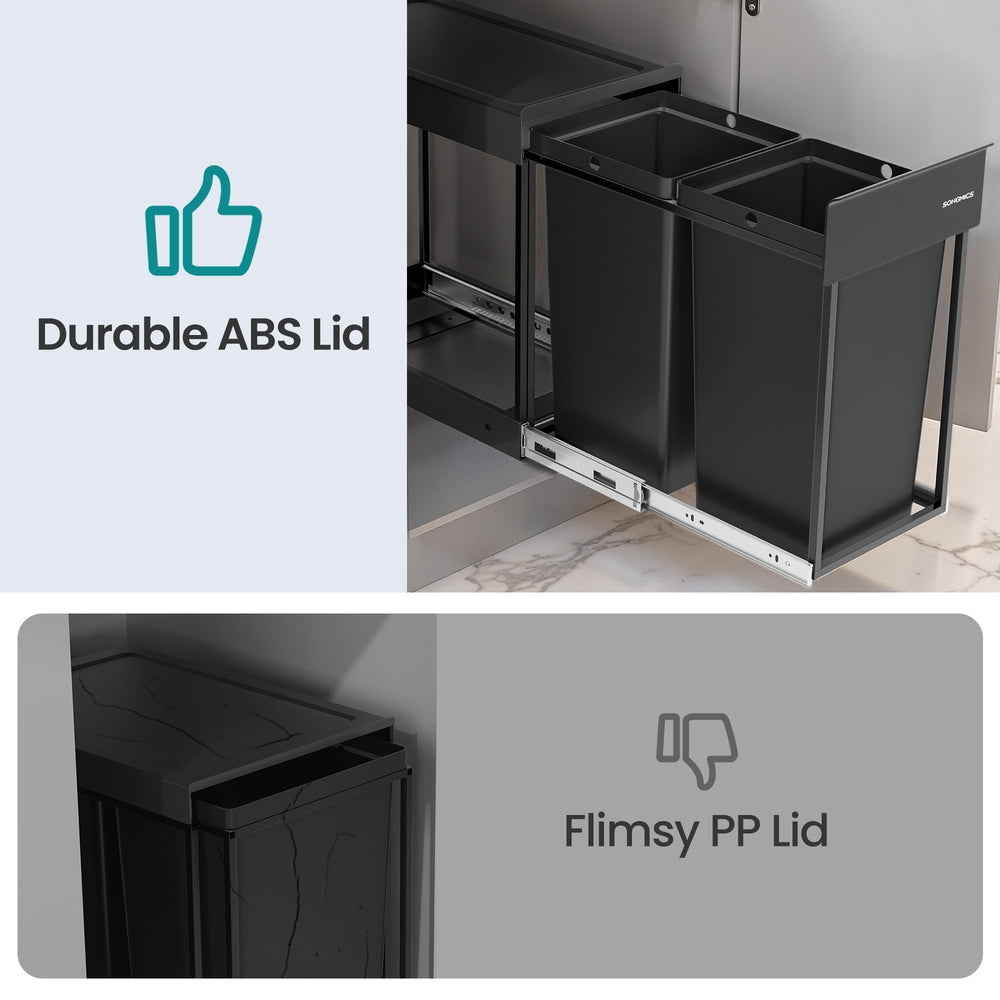 Pull-Out Recycling Bin - 15L - Steel Frame - Double Compartment
