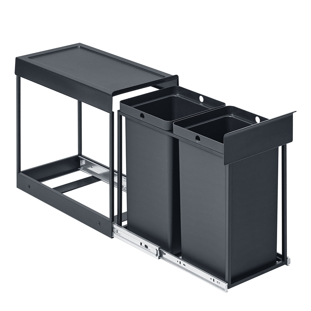 Kitchen Bin for Recycling and Waste - 15L - Steel Frame - Double Compartments