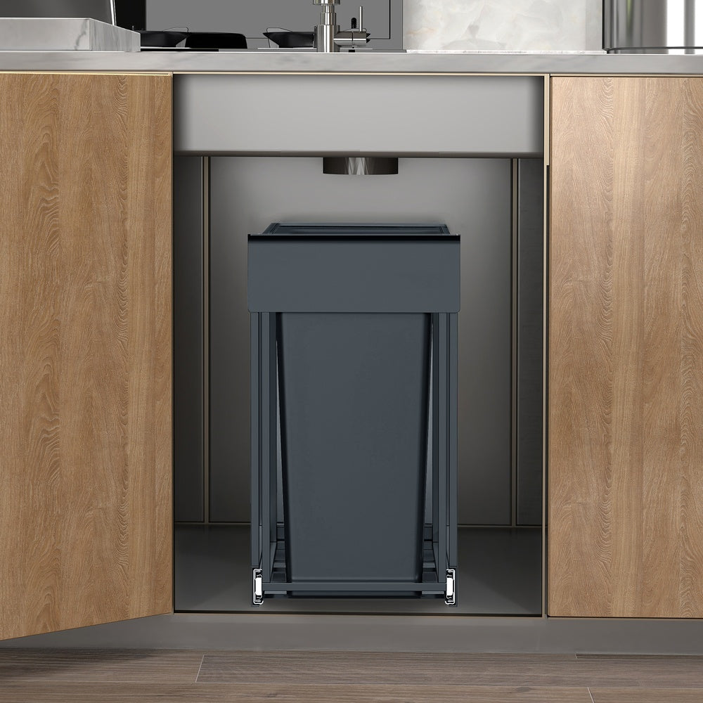 Kitchen Bin for Recycling and Waste - 15L - Steel Frame - Double Compartments