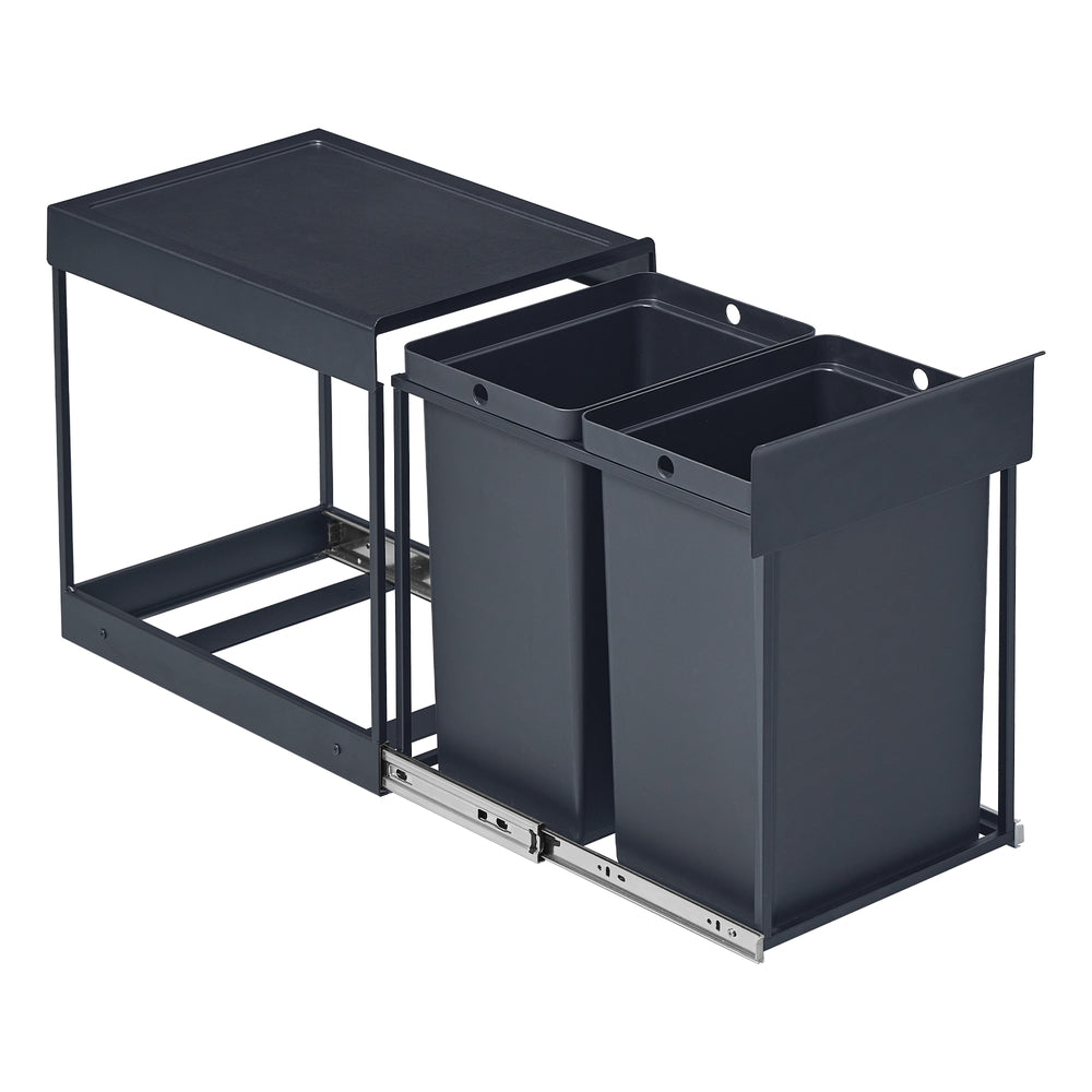 Kitchen Trash Can - 20L - Steel Frame - Double Compartments