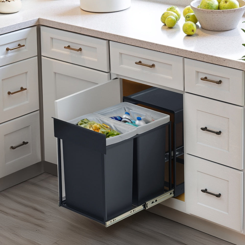Kitchen Trash Can - 20L - Steel Frame - Double Compartments