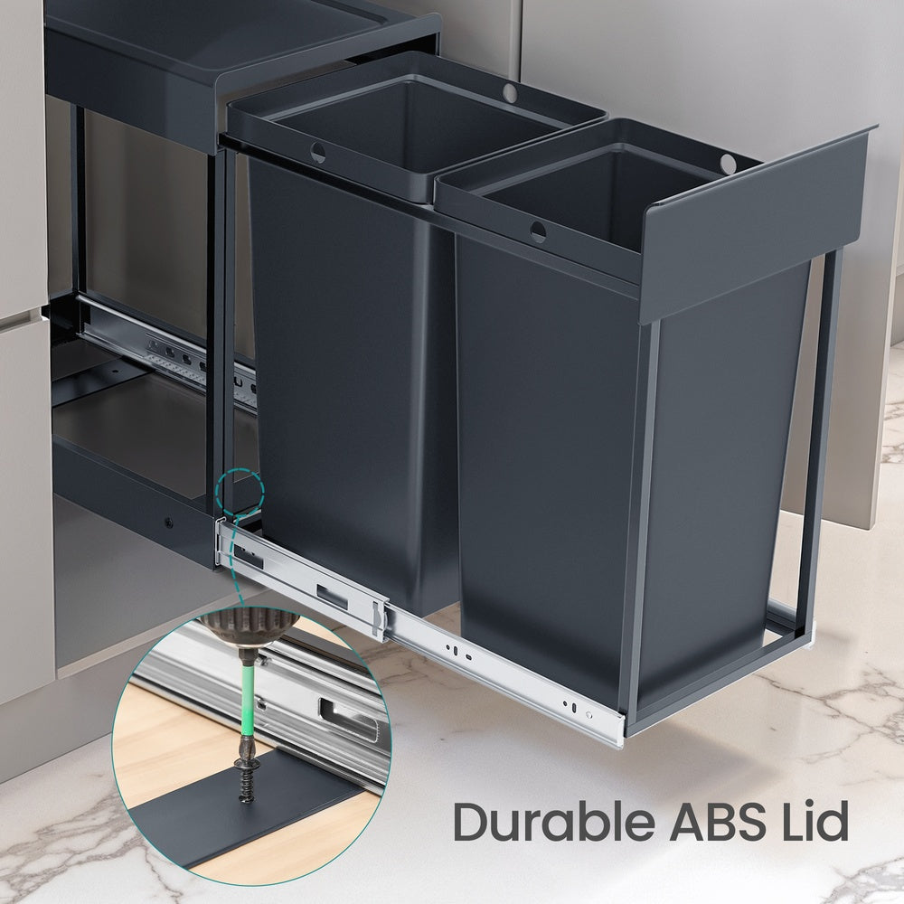 Kitchen Trash Can - 20L - Steel Frame - Double Compartments
