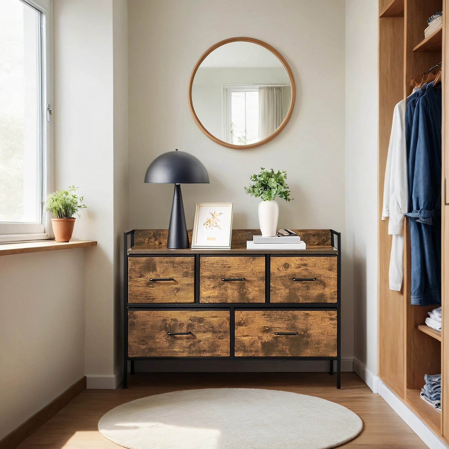 Chest of Drawers - Metal - Dove Grey - 7-Drawer Modern Dresser