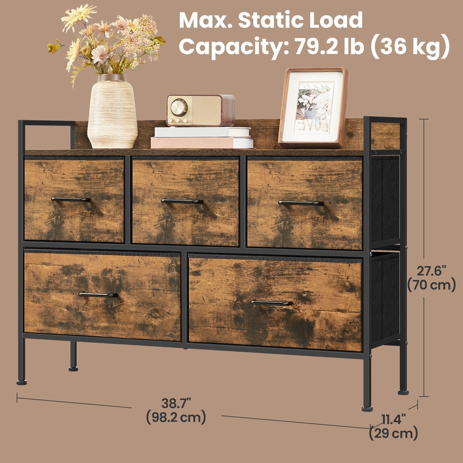 Chest of Drawers - Metal - Dove Grey - 7-Drawer Modern Dresser