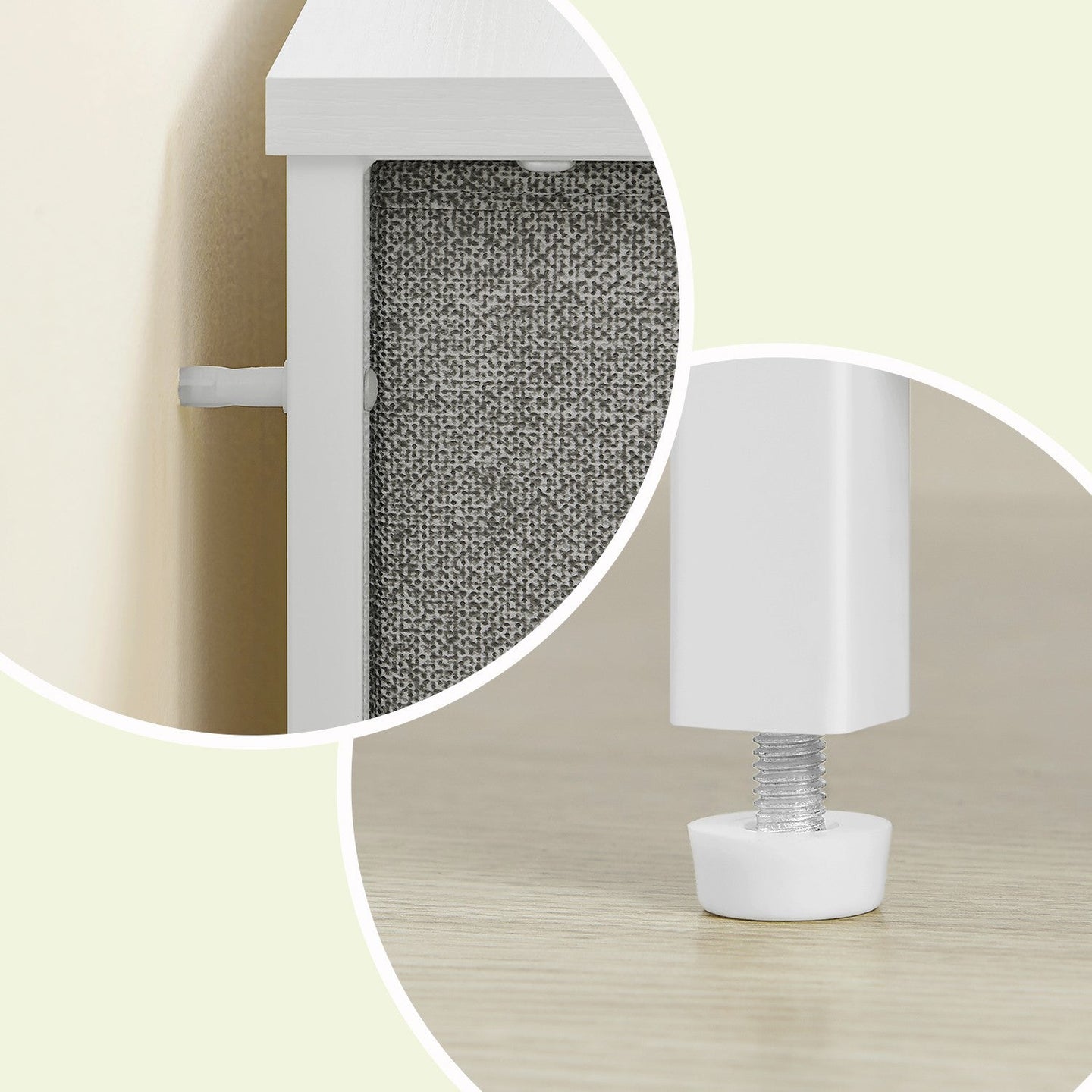 Dresser - Fabric - Light Grey and White - Slim Design with 4 Drawers