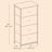 Dresser - Fabric - Light Grey and White - Slim Design with 4 Drawers