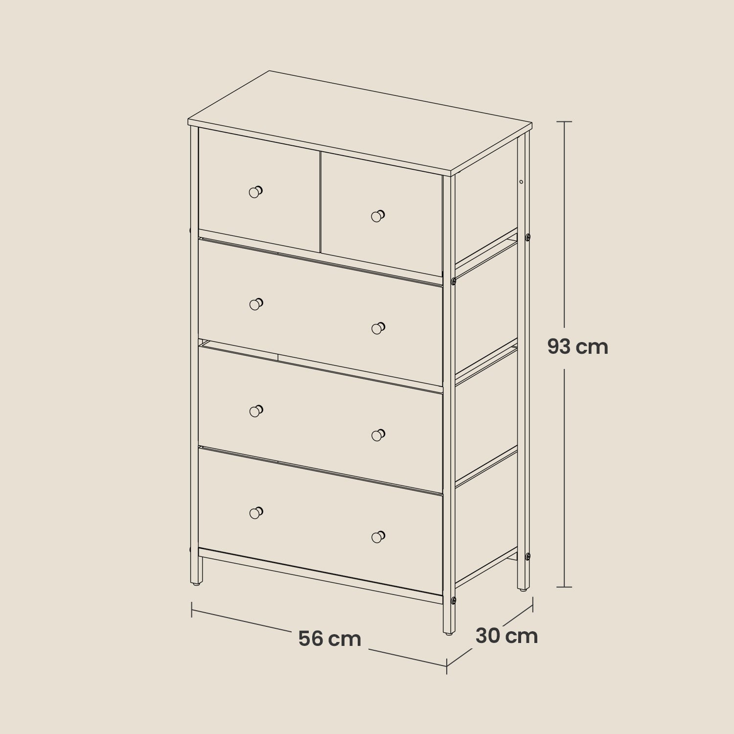 5-Drawer Dresser - Steel - Rustic Brown and Black