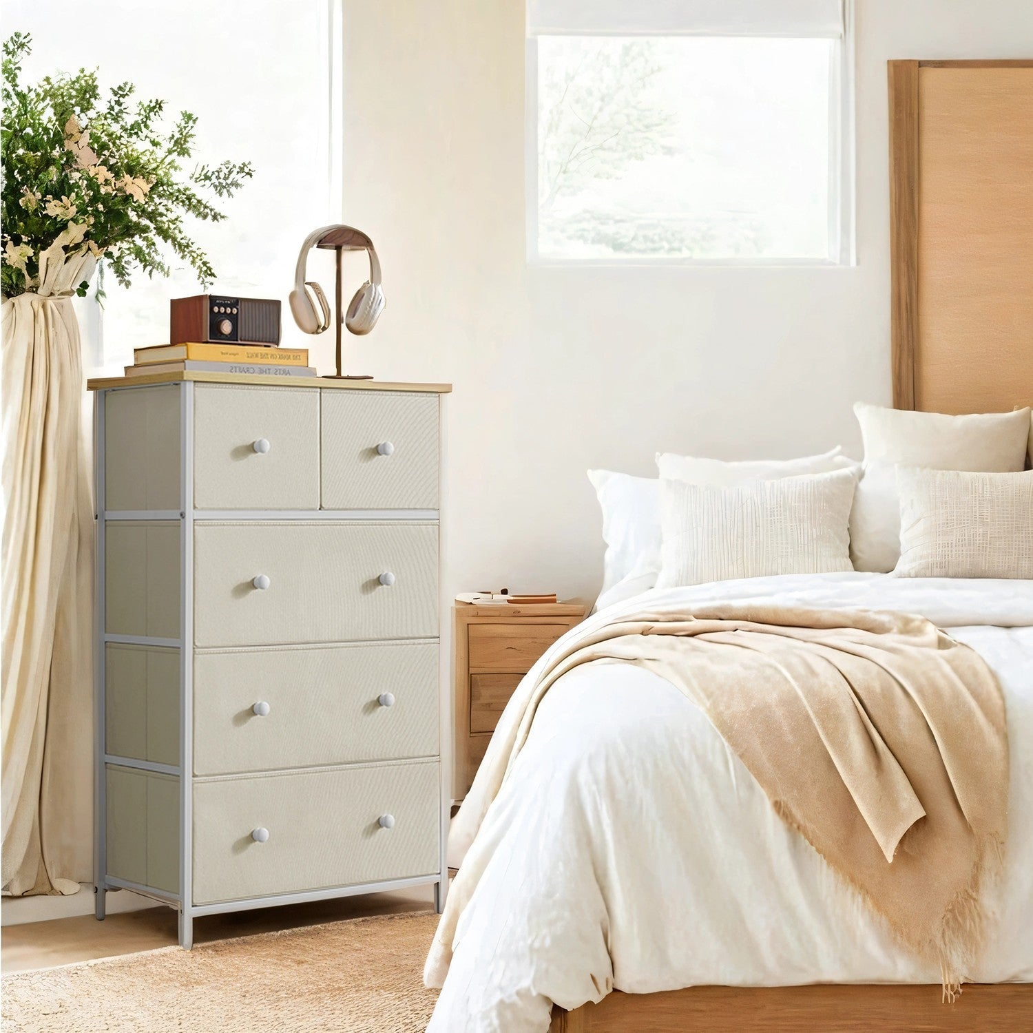 5-Drawer Dresser - Steel - Rustic Brown and Black