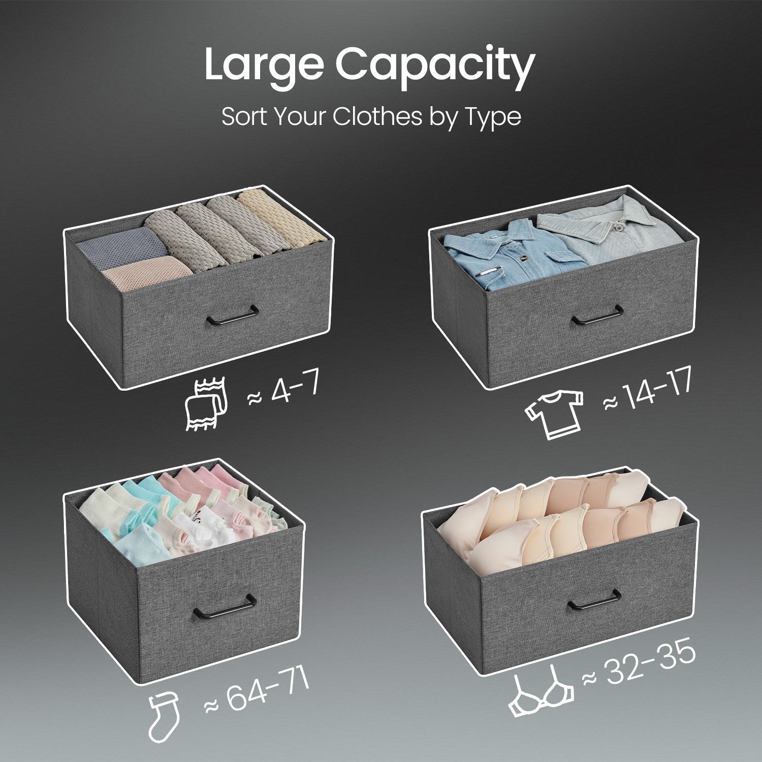 Dresser Cabinet - Fabric - Dove Grey - 7 Drawer Storage Organizer