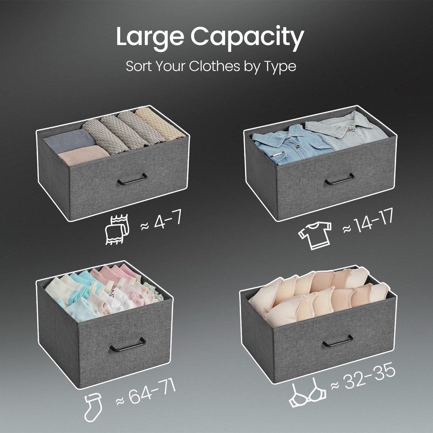 Dresser Cabinet - Fabric - Dove Grey - 7 Drawer Storage Organizer