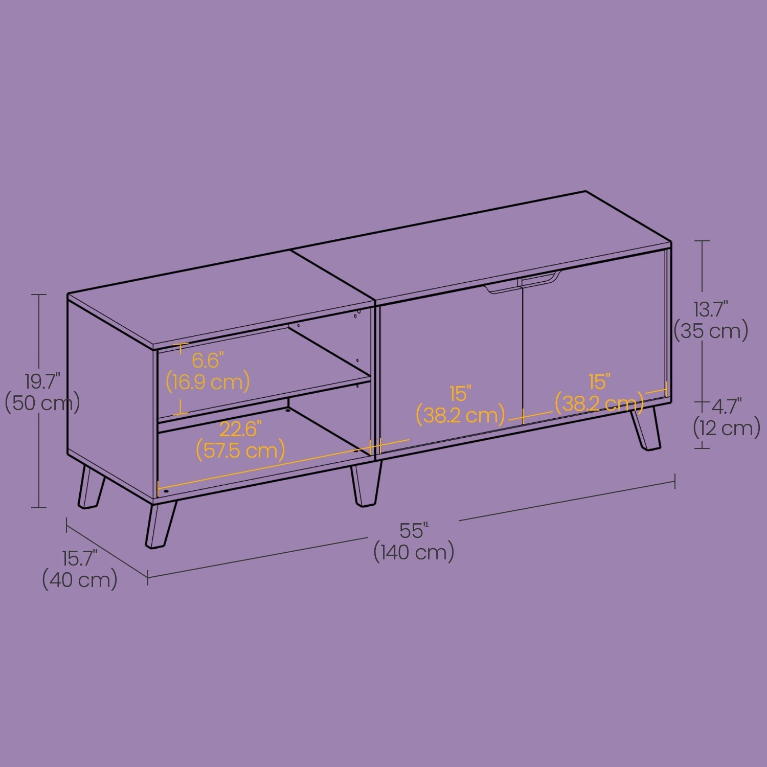 TV Cabinet - Wood - Straw Yellow - 140 cm Long