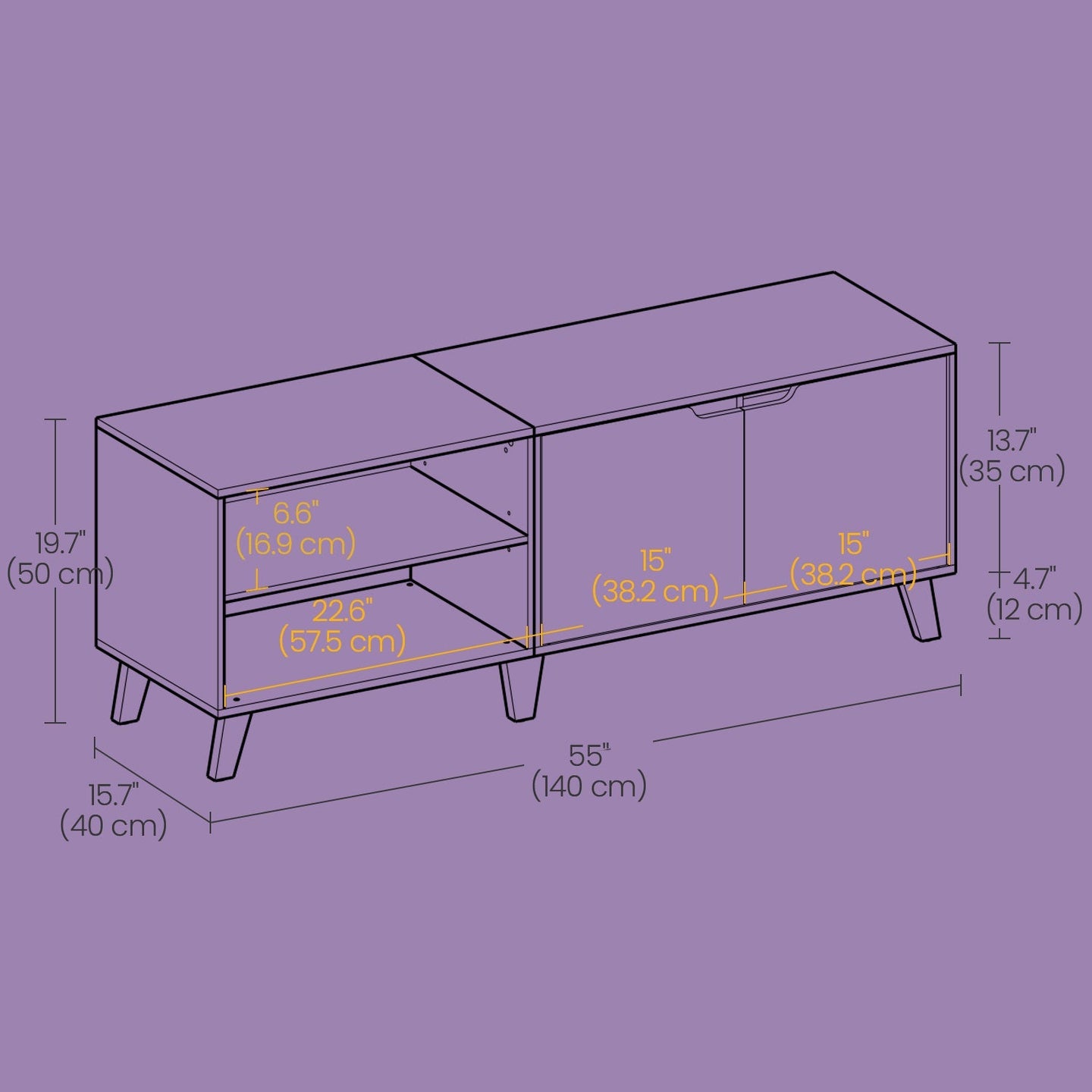 TV Cabinet - Wood - Straw Yellow - 140 cm Long