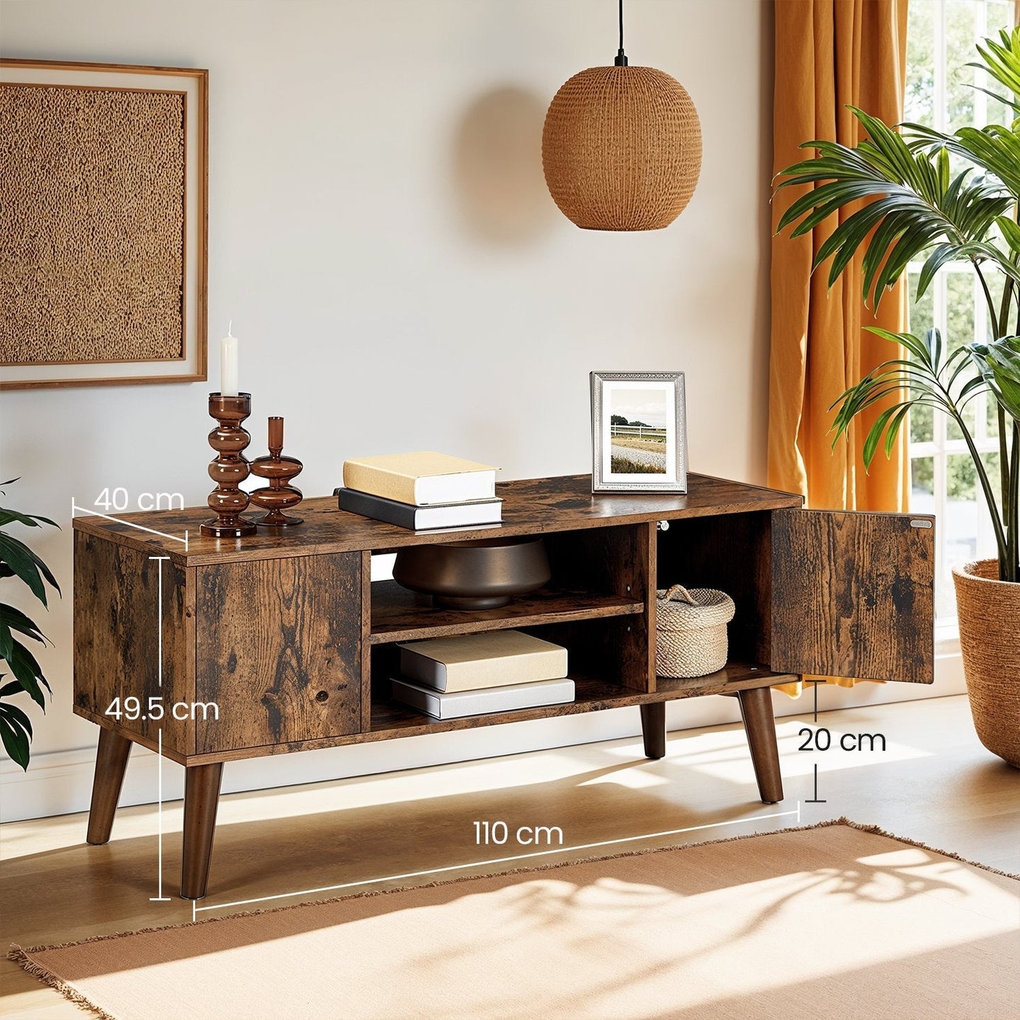 Retro TV Stand - Engineered Wood - Brown