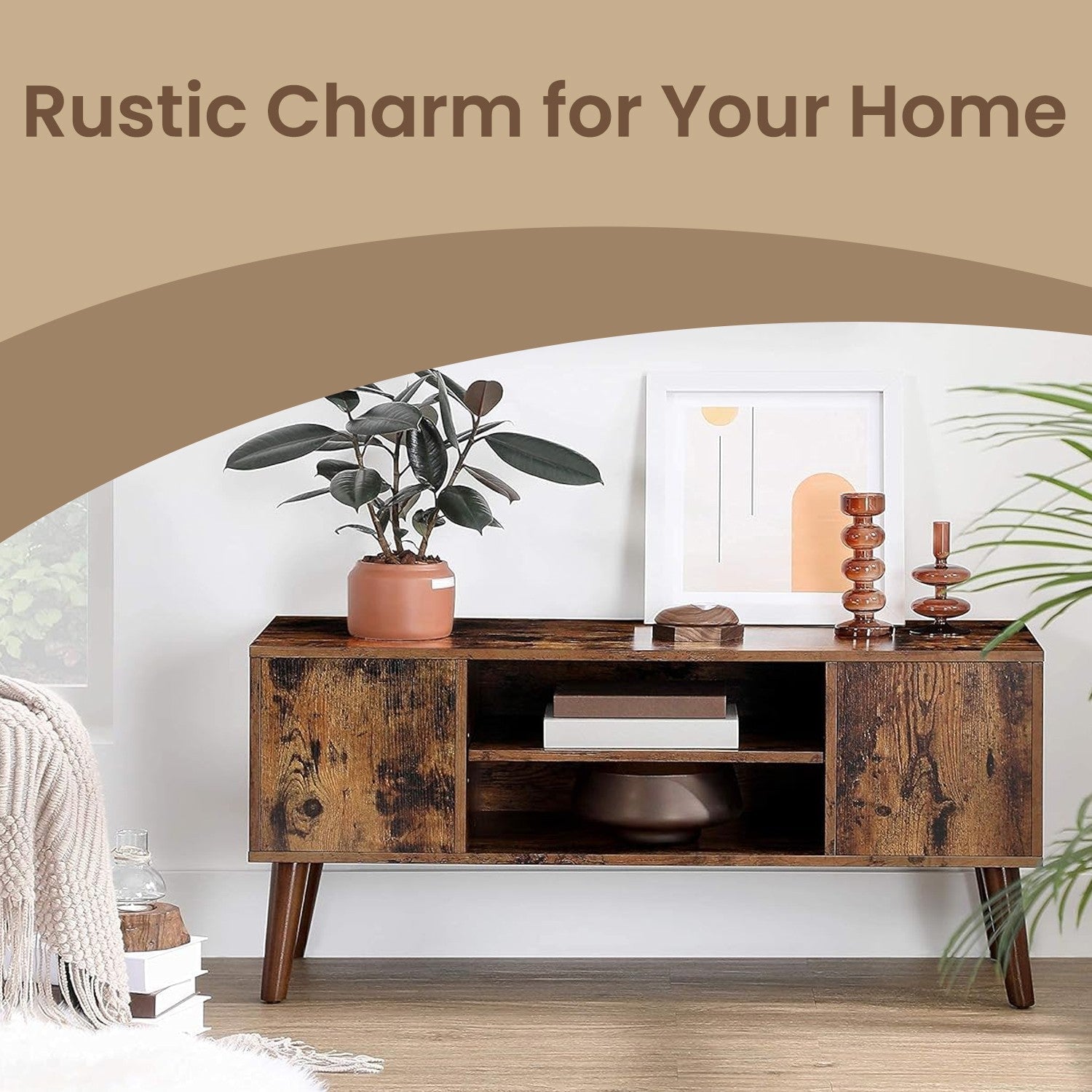 Retro TV Stand - Engineered Wood - Brown