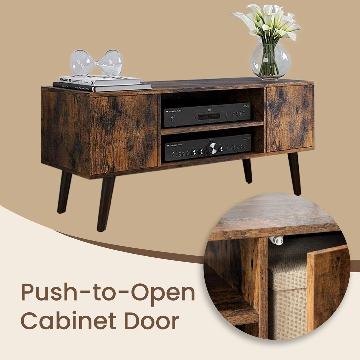 Retro TV Stand - Engineered Wood - Brown