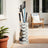 Umbrella Stand - Metal - White - Square with 4 Hooks and Removable Water Tray