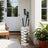 Umbrella Stand - Metal - White - Square with 4 Hooks and Removable Water Tray