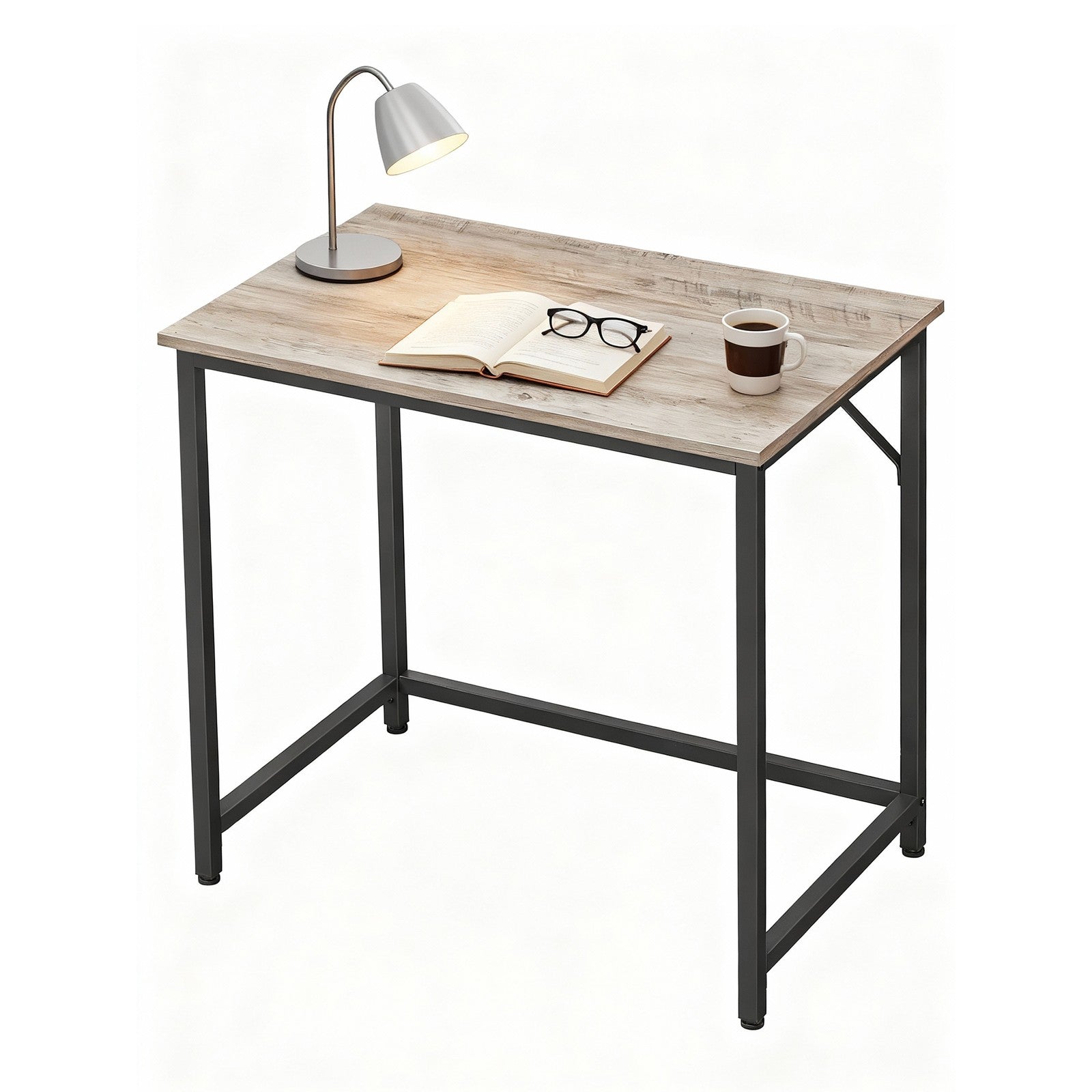 Computer Desk, for Home Study - Particleboard and Steel - Brown