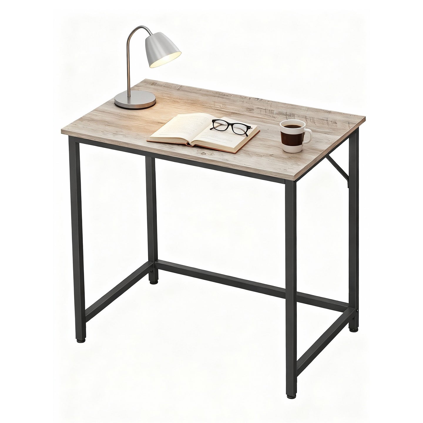 Computer Desk, for Home Study - Particleboard and Steel - Brown
