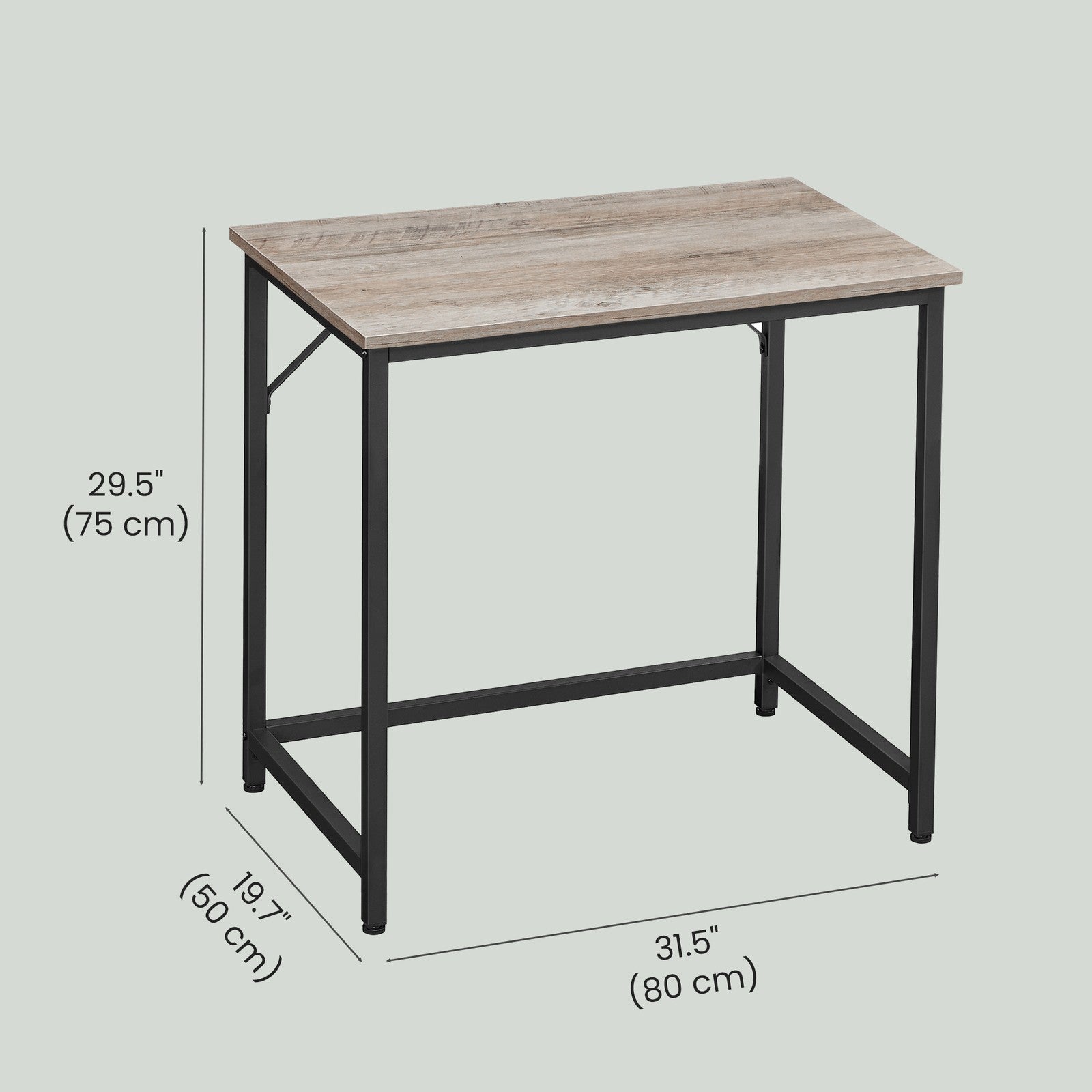 Computer Desk, for Home Study - Particleboard and Steel - Brown