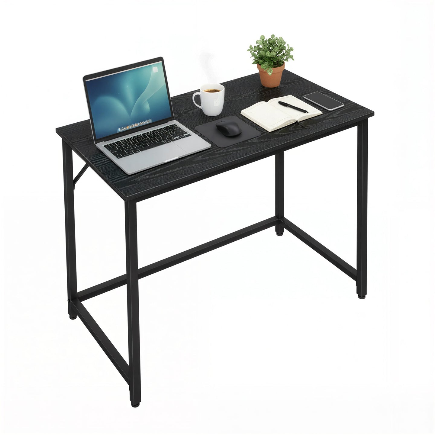 Computer Desk, for Home Study - Particleboard and Steel - Black