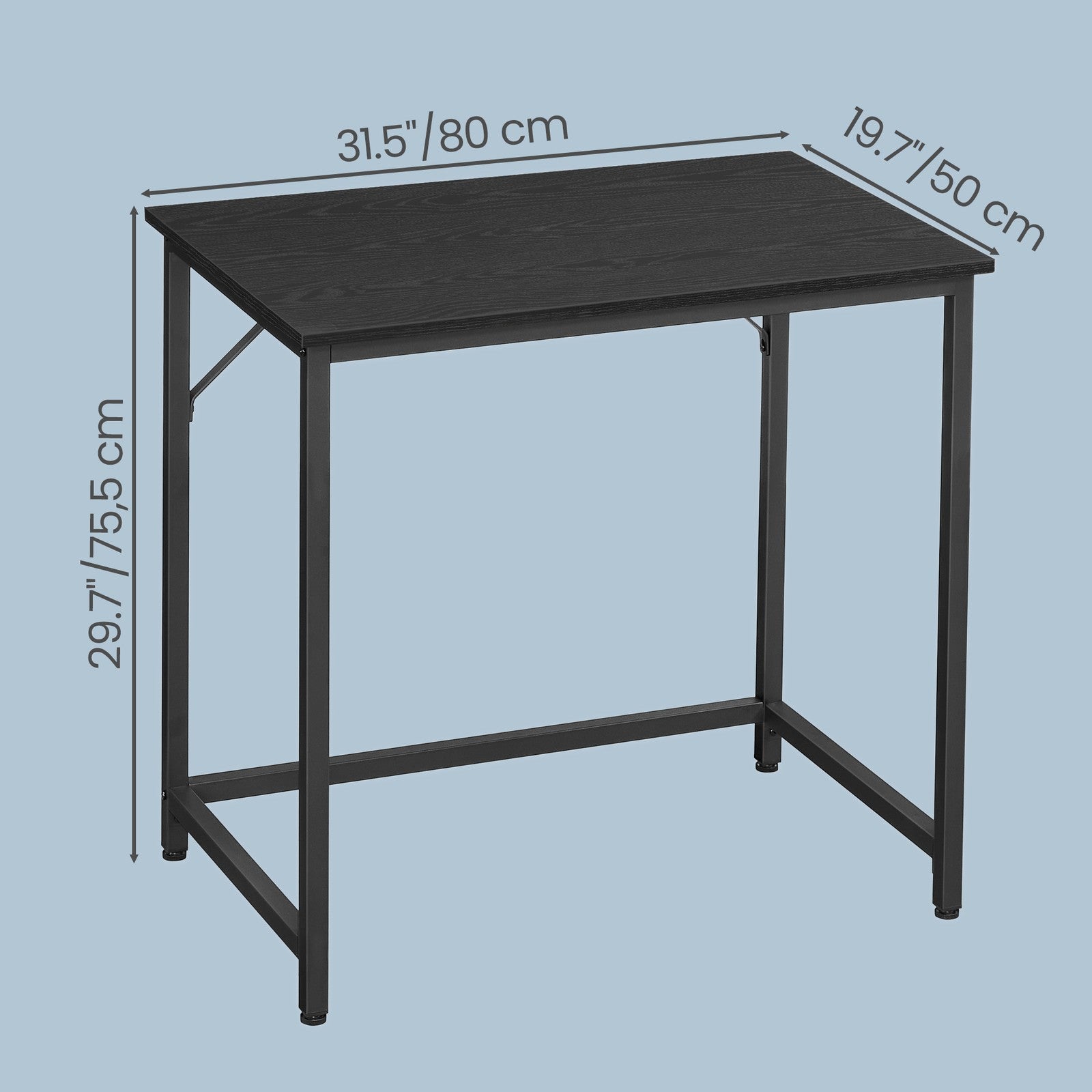 Computer Desk, for Home Study - Particleboard and Steel - Black