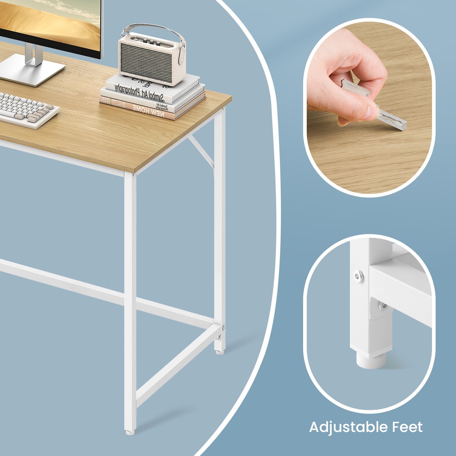 Computer Desk - Steel - Hazelnut Brown and Black