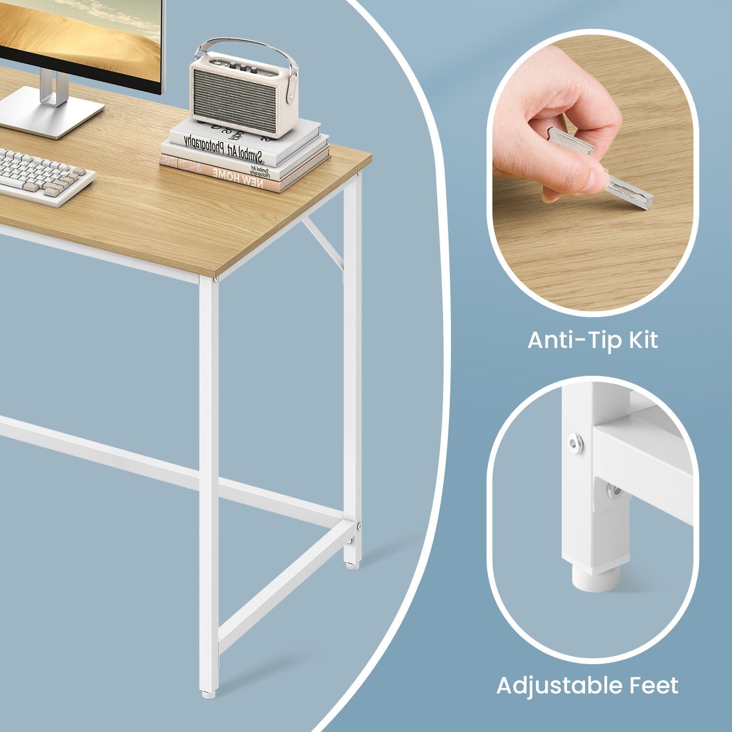Computer Desk - Metal - Rustic Brown