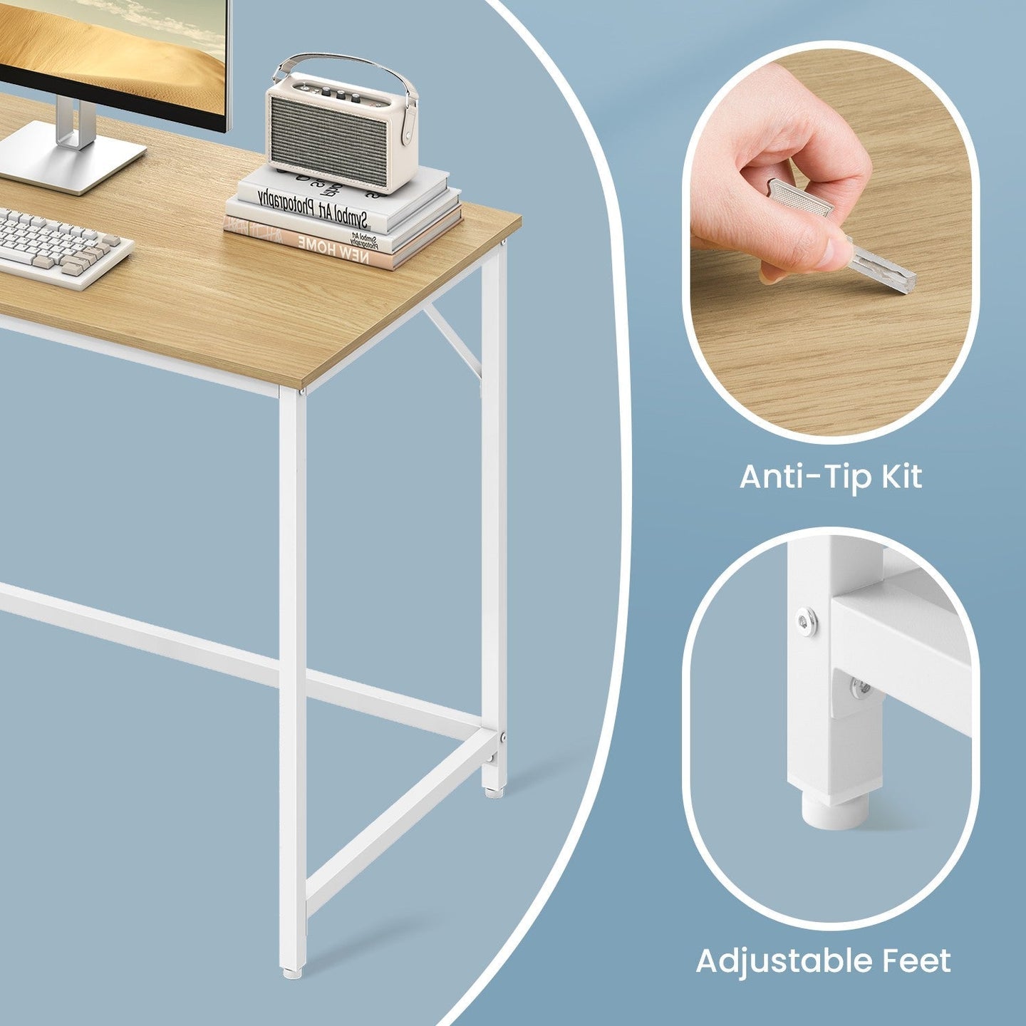 Computer Desk - Metal - Rustic Brown
