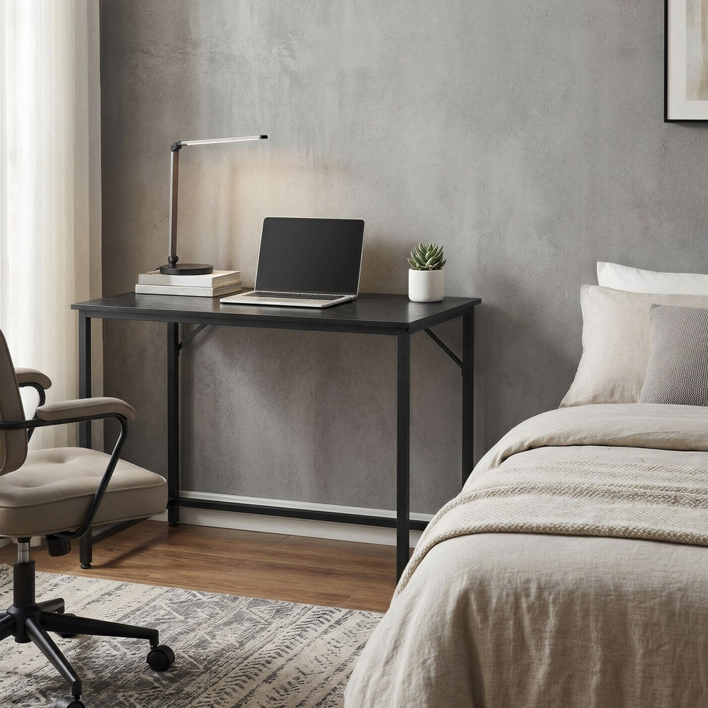 Computer Desk, for Home Study - Particleboard and Steel - Black