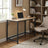 Home Office Computer Desk, for Bedroom - Wood and Steel - Brown