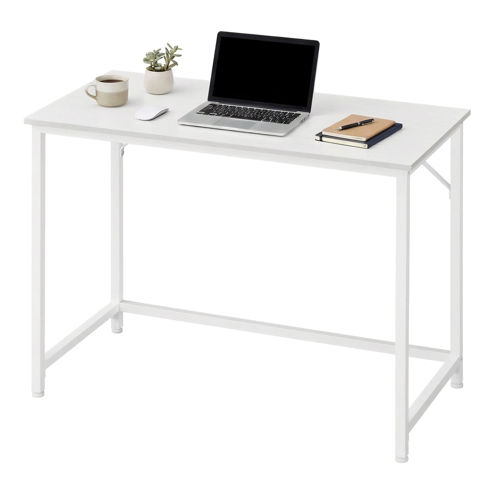 Home Office Computer Desk, for Bedroom - Wood and Steel - White