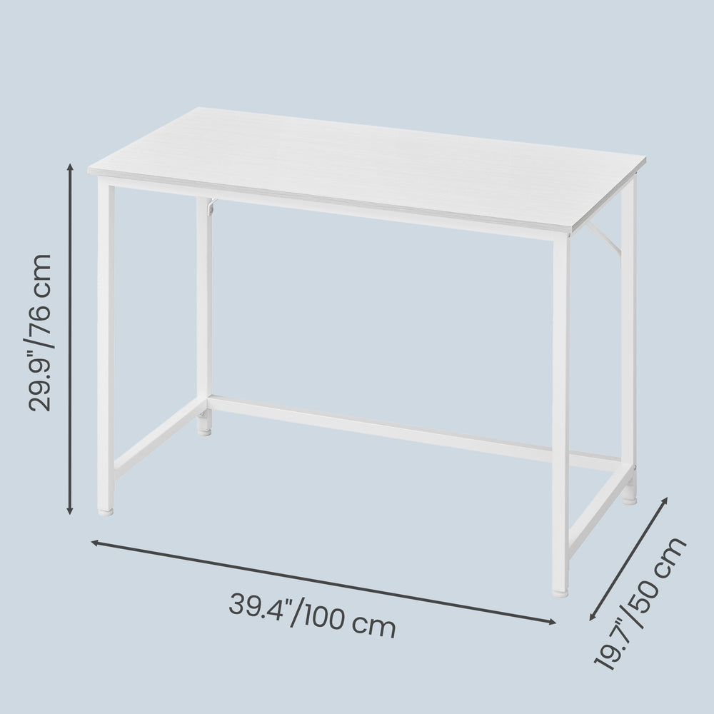 Home Office Computer Desk, for Bedroom - Wood and Steel - White