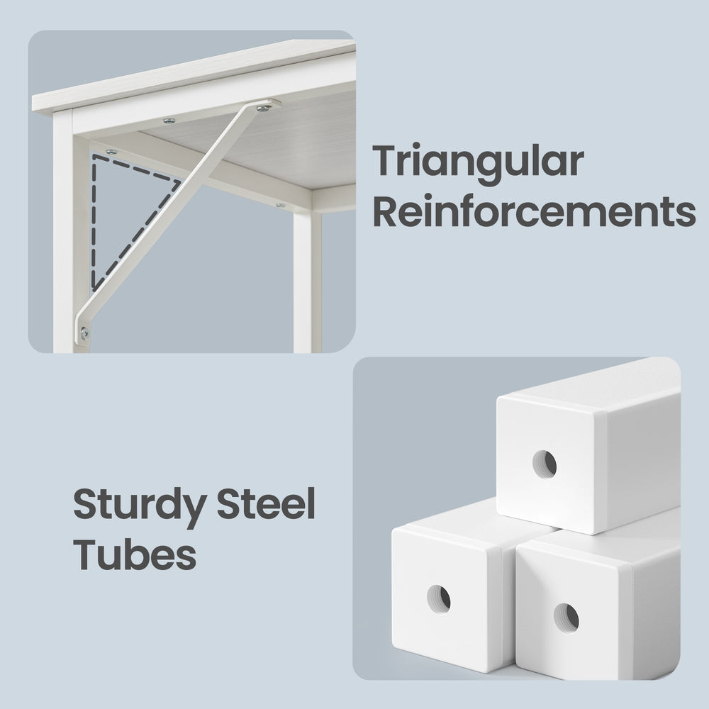 Home Office Computer Desk, for Bedroom - Wood and Steel - White