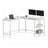 L-Shaped Writing Desk, 2 Storage Shelves - Wood and Steel - White